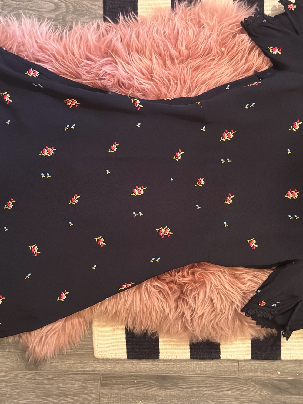Topshop Black Mini Dress with Pink Floral Print - Picture 8 of 9